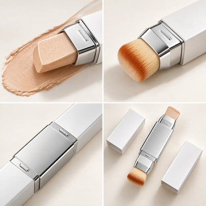 2-in-1 Foundation Stick with Brush - Lightweight Creamy Tinted Foundation