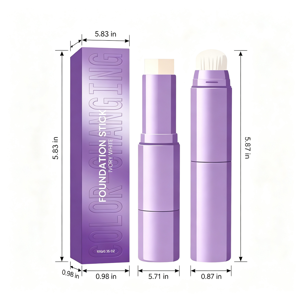 2-in-1 Color Changing Foundation Stick – Lightweight Natural Finish with Built-in Brush
