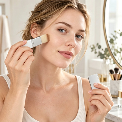 2-in-1 Foundation Stick with Brush - Lightweight Creamy Tinted Foundation