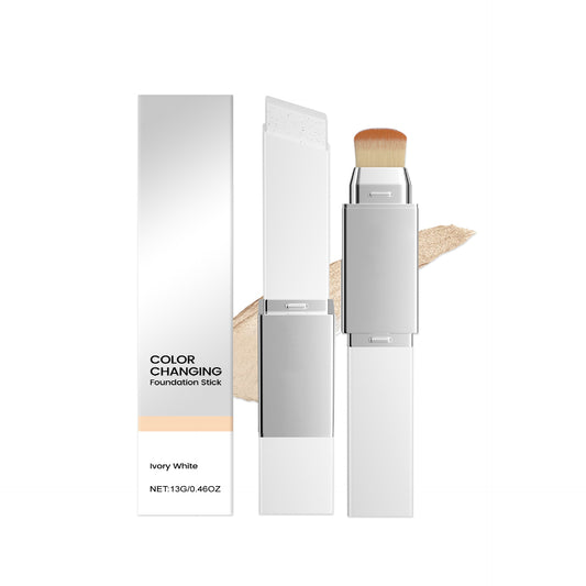 2-in-1 Foundation Stick with Brush - Lightweight Creamy Tinted Foundation
