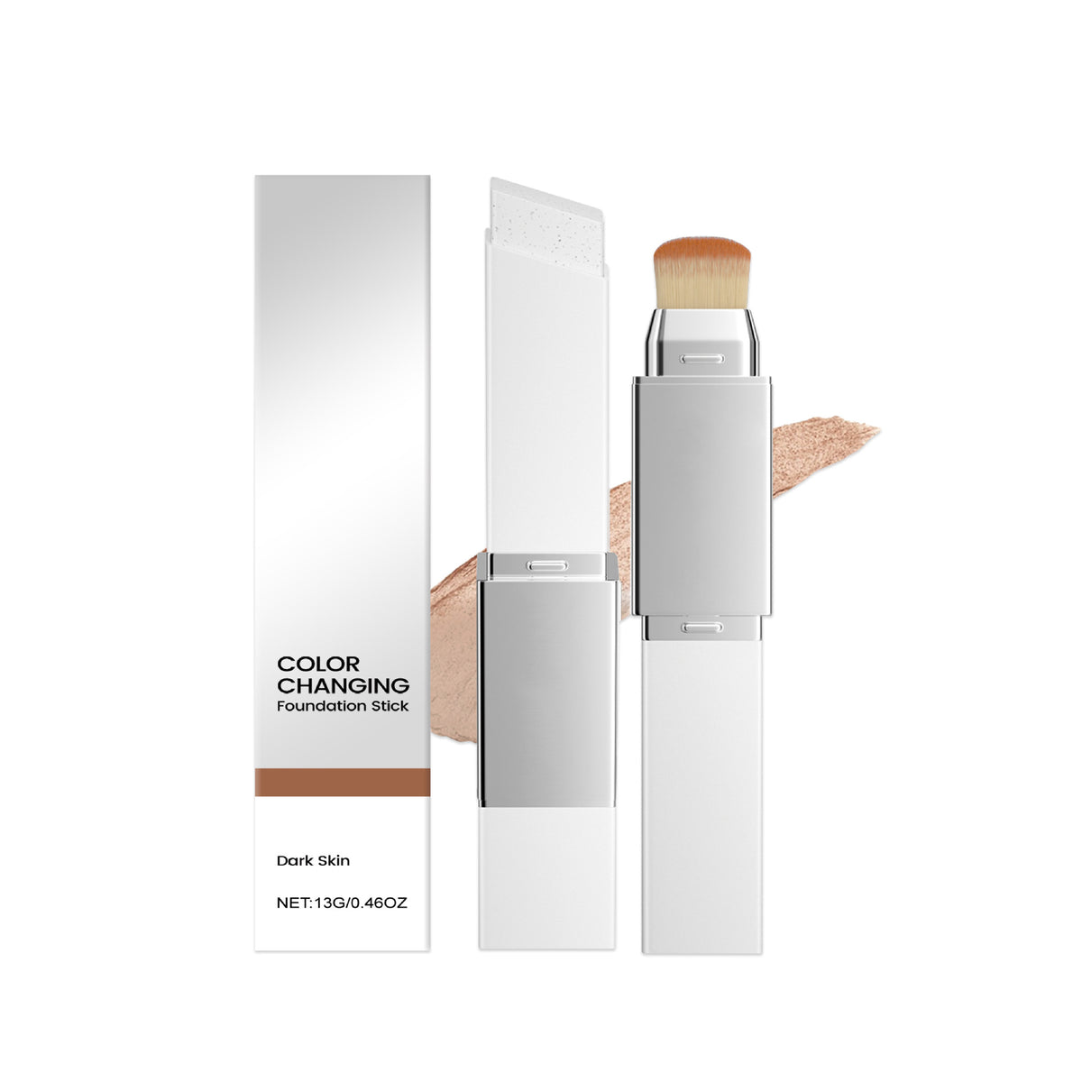 2-in-1 Foundation Stick with Brush - Lightweight Creamy Tinted Foundation